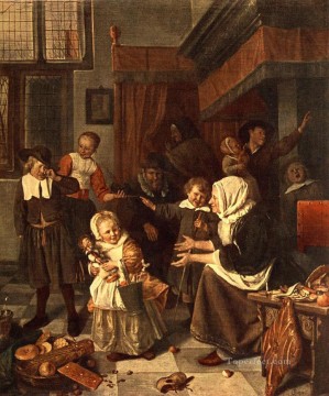 ヤン・ステーン Painting - 聖ニコラスの祝日 オランダの風俗画家ヤン・ステーン